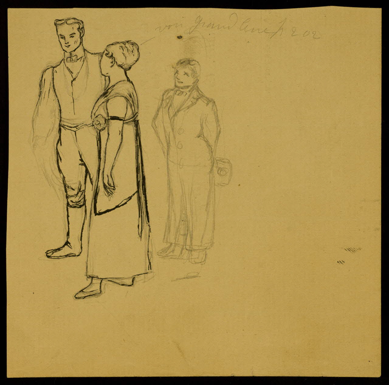 partie d'un ensemble de dessins Homme et femme discutant 1968.102.4677 Photo Mucem