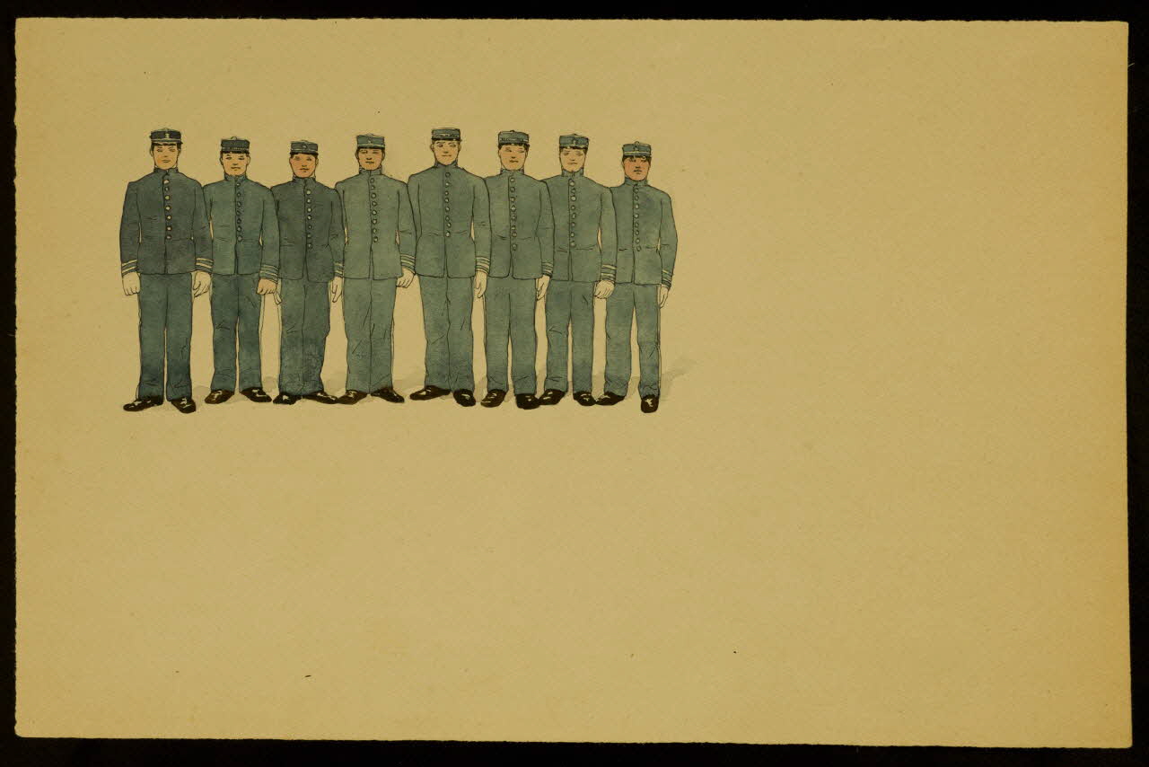 partie d'un ensemble de dessins Hommes portant l'uniforme 1968.102.4690 Photo Mucem