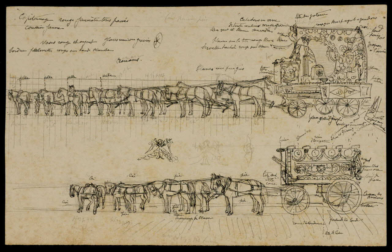 partie d'un ensemble de dessins Chevaux et voitures à attelage 1968.102.4694.8 Photo Mucem