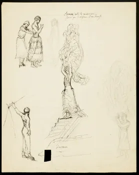 partie d'un ensemble de dessins Sonnez vite la musique  parce que le chapeau il me décoiffe 1968.102.4702  Photo Mucem
