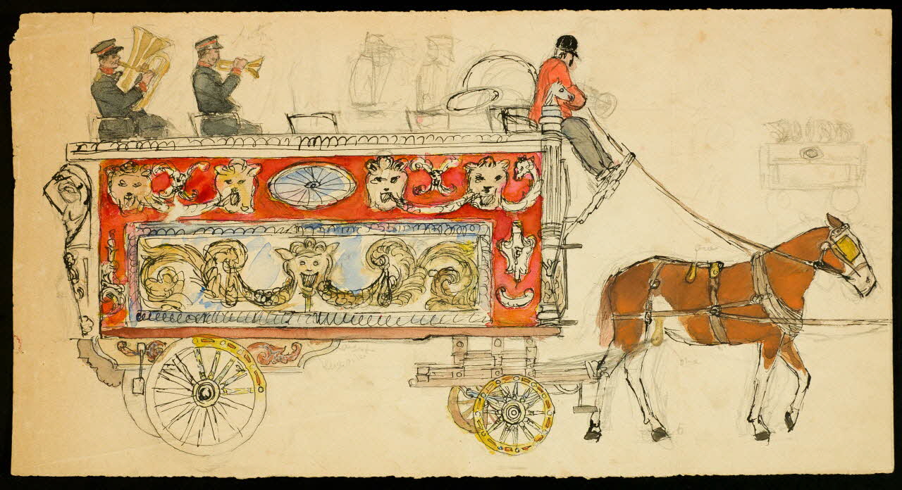 partie d'un ensemble de dessins Char de cirque 1968.102.4704 Photo Mucem