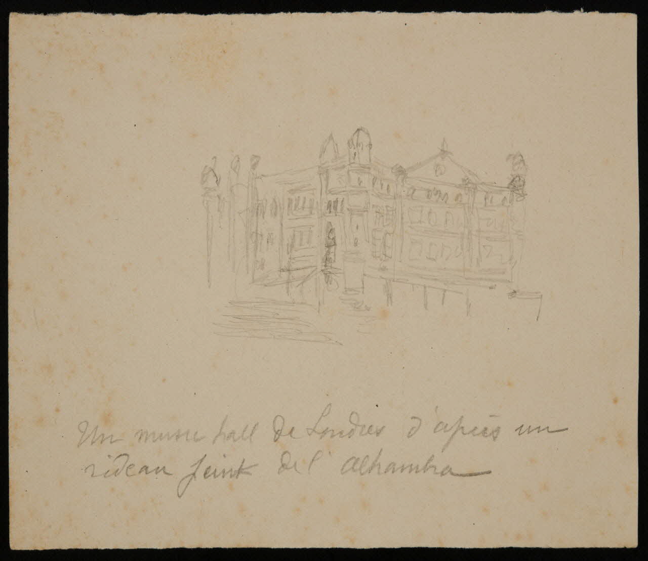 partie d'un ensemble de dessins Un music hall de Londres d'après un  rideau peint de l'Alhambra 1968.102.4705 Photo Mucem