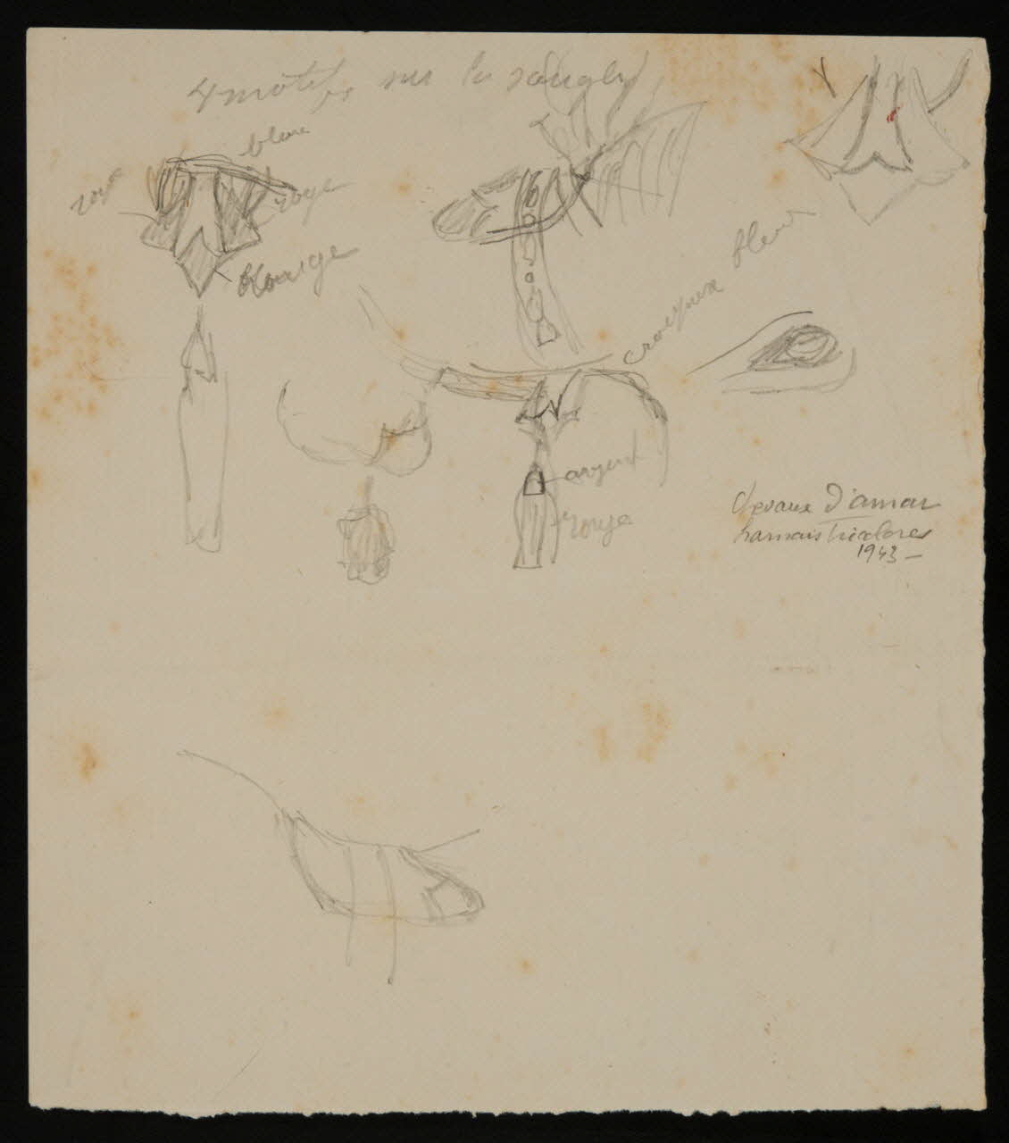 partie d'un ensemble de dessins Chevaux d'Amar  harnais tricolores 1968.102.4708 Photo Mucem