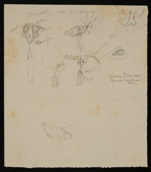 partie d'un ensemble de dessins Chevaux d'Amar  harnais tricolores 1968.102.4708  Photo Mucem