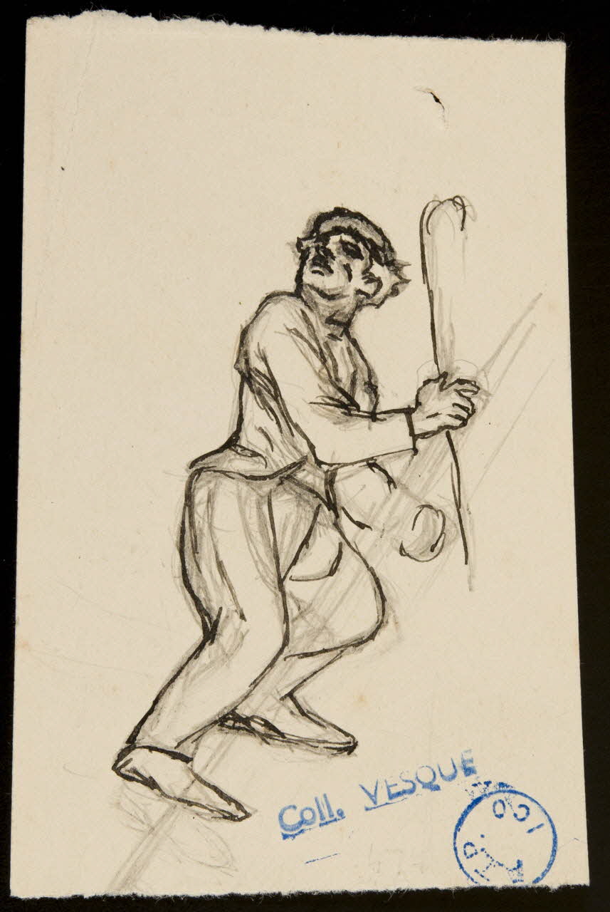 partie d'un ensemble de dessins Charlot grimpant à une échelle 1968.102.474 Photo Mucem