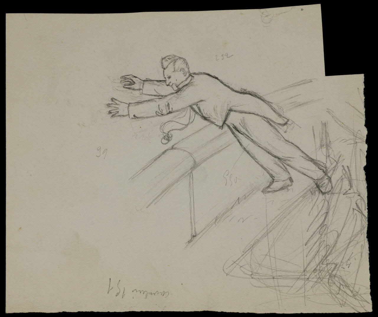 partie d'un ensemble de dessins Homme se jettant au dessus d'une balustrade 1968.102.4746 Photo Mucem