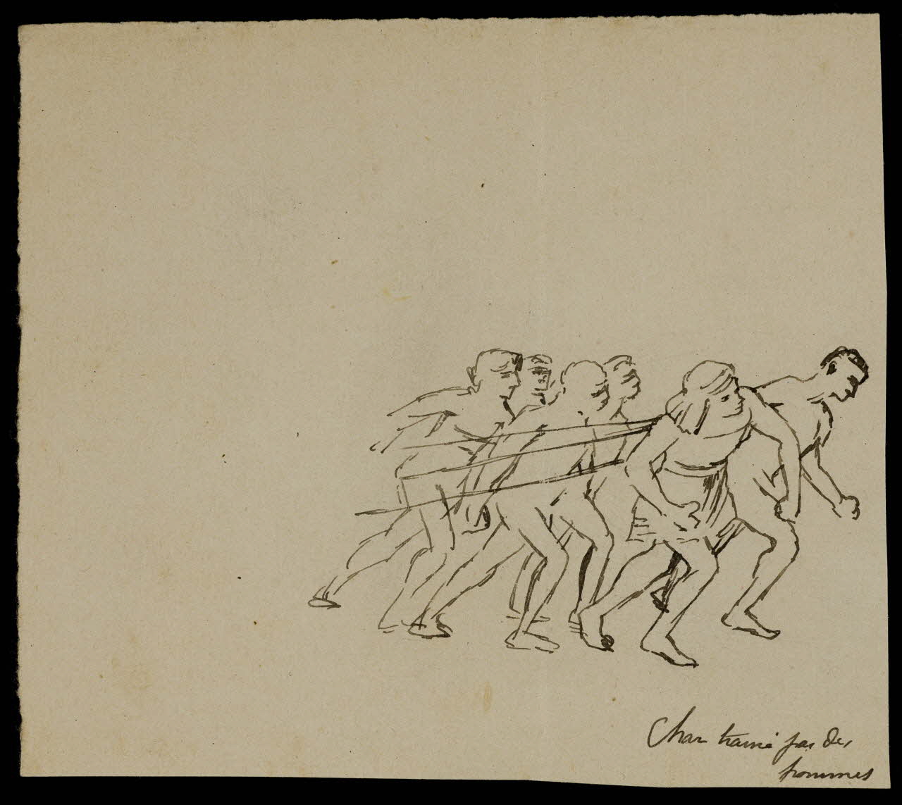 partie d'un ensemble de dessins Char trainé par des  hommes 1968.102.4757 Photo Mucem