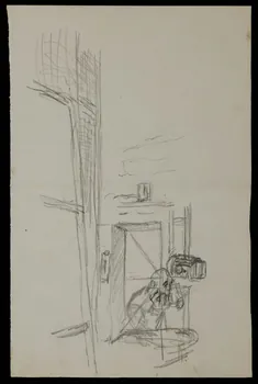 partie d'un ensemble de dessins Ebauche de silhouette près d'une porte 1968.102.4763.1 Photo Mucem