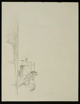 partie d'un ensemble de dessins Eclairagiste en coulisses 1968.102.4763.2 Photo Mucem