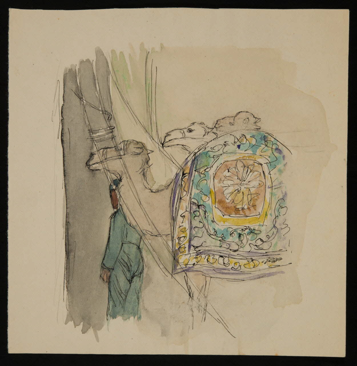 partie d'un ensemble de dessins Chameaux menés par leur dresseur 1968.102.4768 Photo Mucem