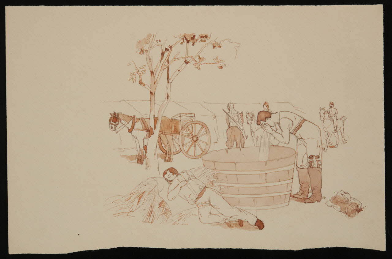 partie d'un ensemble de dessins Campement militaire 1968.102.4774 Photo Mucem