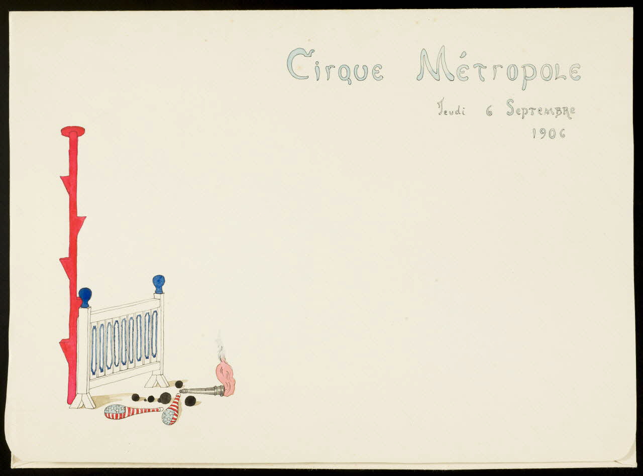 partie d'un ensemble de dessins Cirque Métropole  Jeudi 6 Septembre  1906 1968.102.4780 Photo Mucem