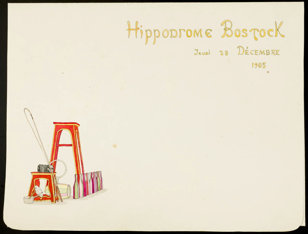 partie d'un ensemble de dessins Hippodrome Bostock  Jeudi 28 DECEMBRE  1905 1968.102.4783 Photo Mucem