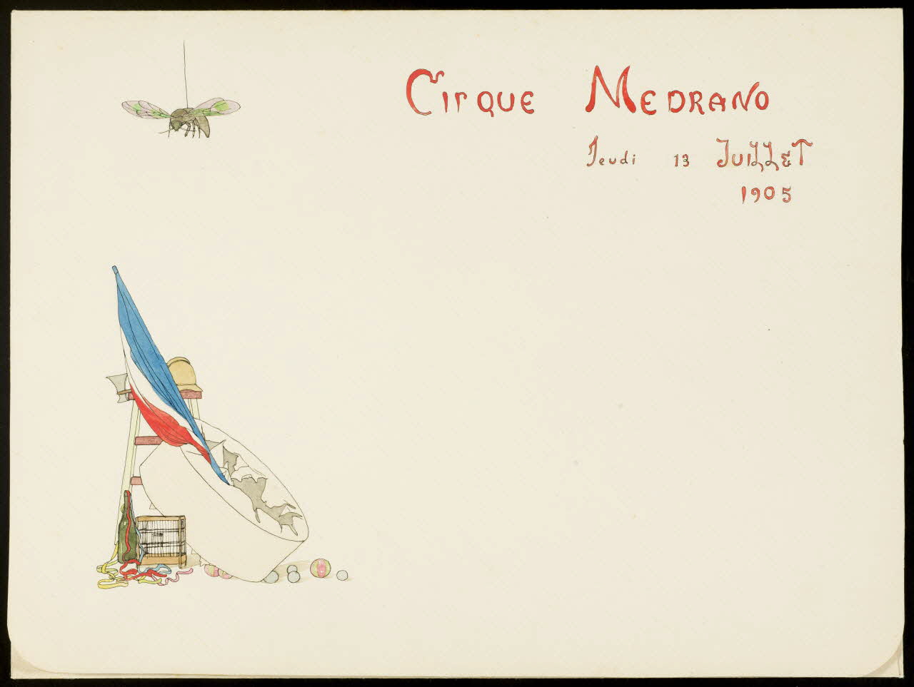 partie d'un ensemble de dessins CIRQUE MEDRANO  Jeudi 13 JUILLET  1905 1968.102.4785 Photo Mucem