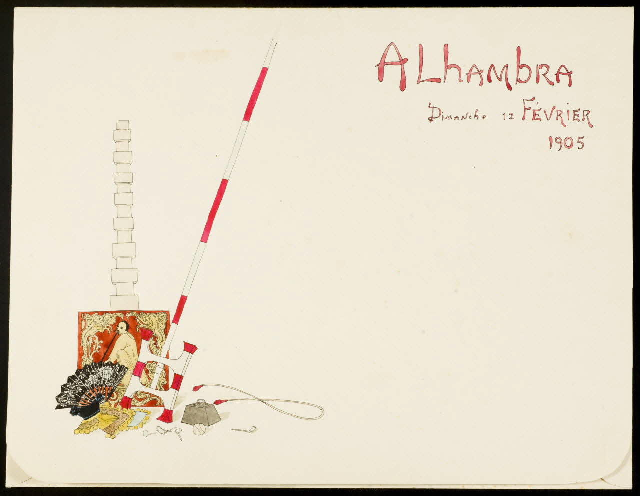 partie d'un ensemble de dessins ALHAMBRA  DIMANCHE 12 FEVRIER  1905 1968.102.4787 Photo Mucem