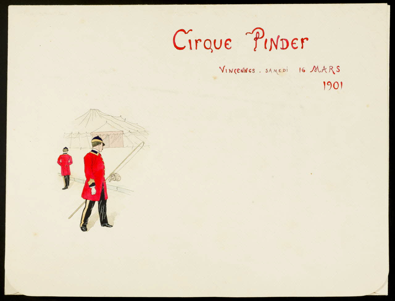 partie d'un ensemble de dessins Cirque Pinder  VINCENNES - SAMEDI 16 MARS  1901 1968.102.4796 Photo Mucem