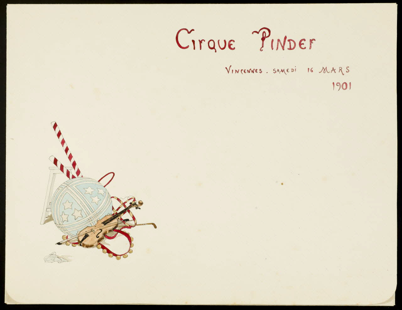 partie d'un ensemble de dessins Cirque Pinder  VINCENNES - SAMEDI 16 MARS  1901 1968.102.4797 Photo Mucem