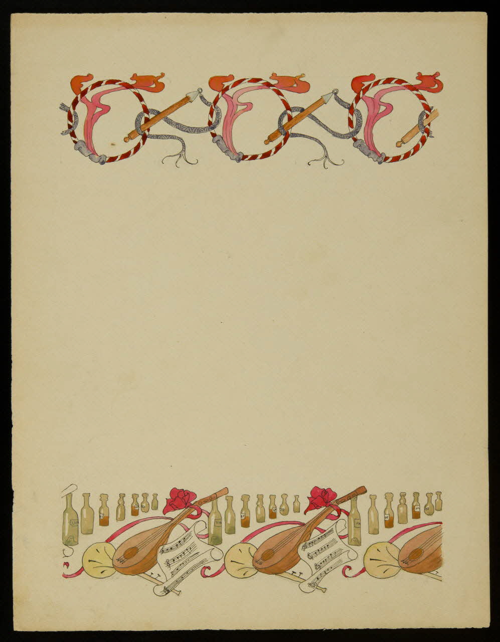 partie d'un ensemble de dessins Instruments de musique et objets du spectacle 1968.102.4810 Photo Mucem