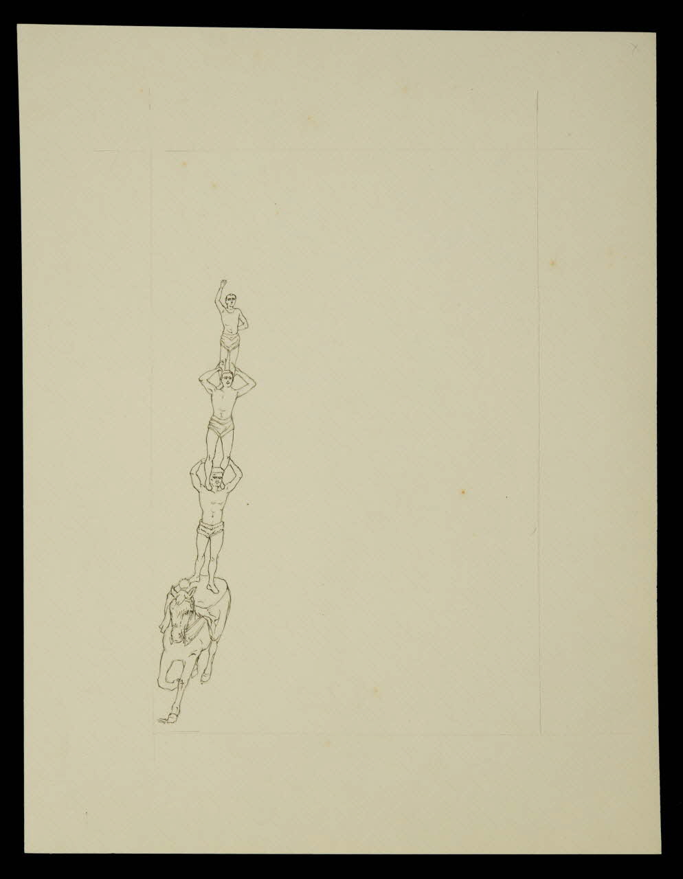 partie d'un ensemble de dessins Pyramide humaine sur un cheval 1968.102.4863 Photo Mucem