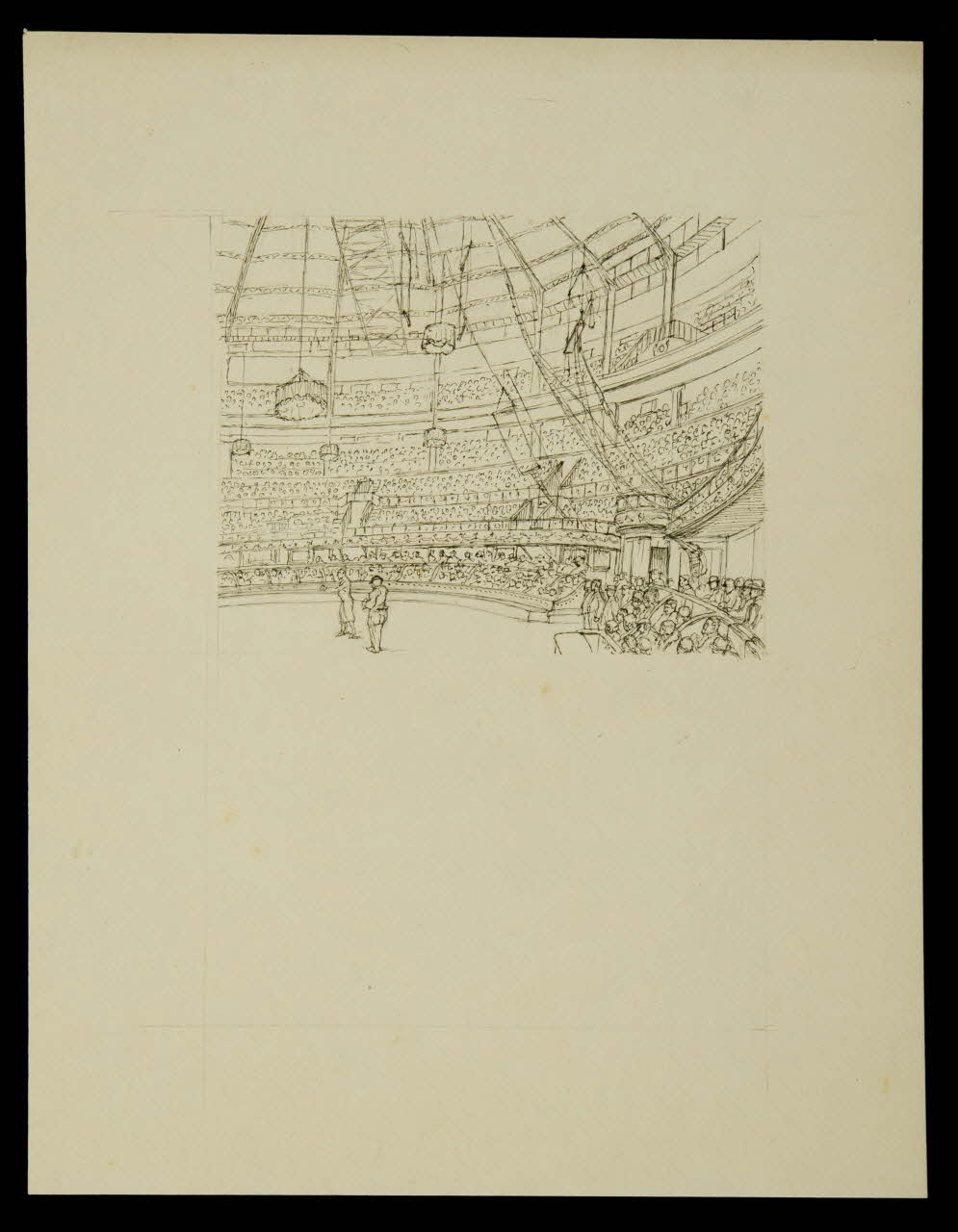 partie d'un ensemble de dessins Vue d'intérieur d'un cirque 1968.102.4865 Photo Mucem