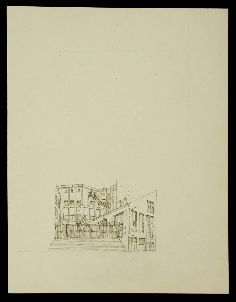 partie d'un ensemble de dessins Vue d'un escalier et de bâtiments 1968.102.4873 Photo Mucem