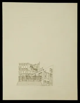 partie d'un ensemble de dessins Vue d'un escalier et de bâtiments 1968.102.4873 Photo Mucem