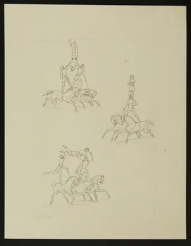 partie d'un ensemble de dessins Numéro de voltige équestre 1968.102.4879 Photo Mucem