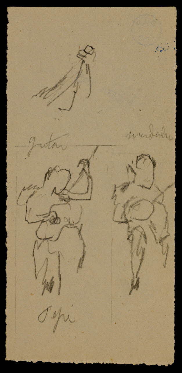 partie d'un ensemble de dessins Musiciens 1968.102.491.20 Photo Mucem