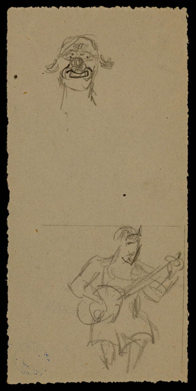 partie d'un ensemble de dessins Clown musicien 1968.102.491.21 Photo Mucem