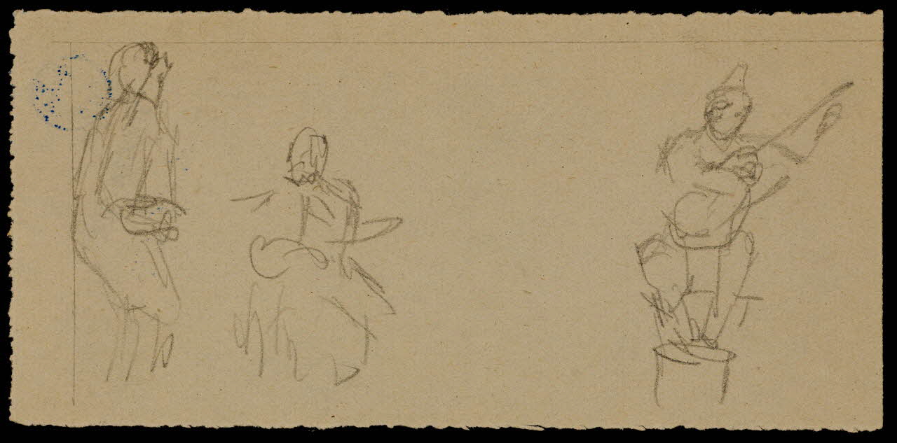 partie d'un ensemble de dessins Esquisses de musiciens et acrobates 1968.102.491.24 Photo Mucem