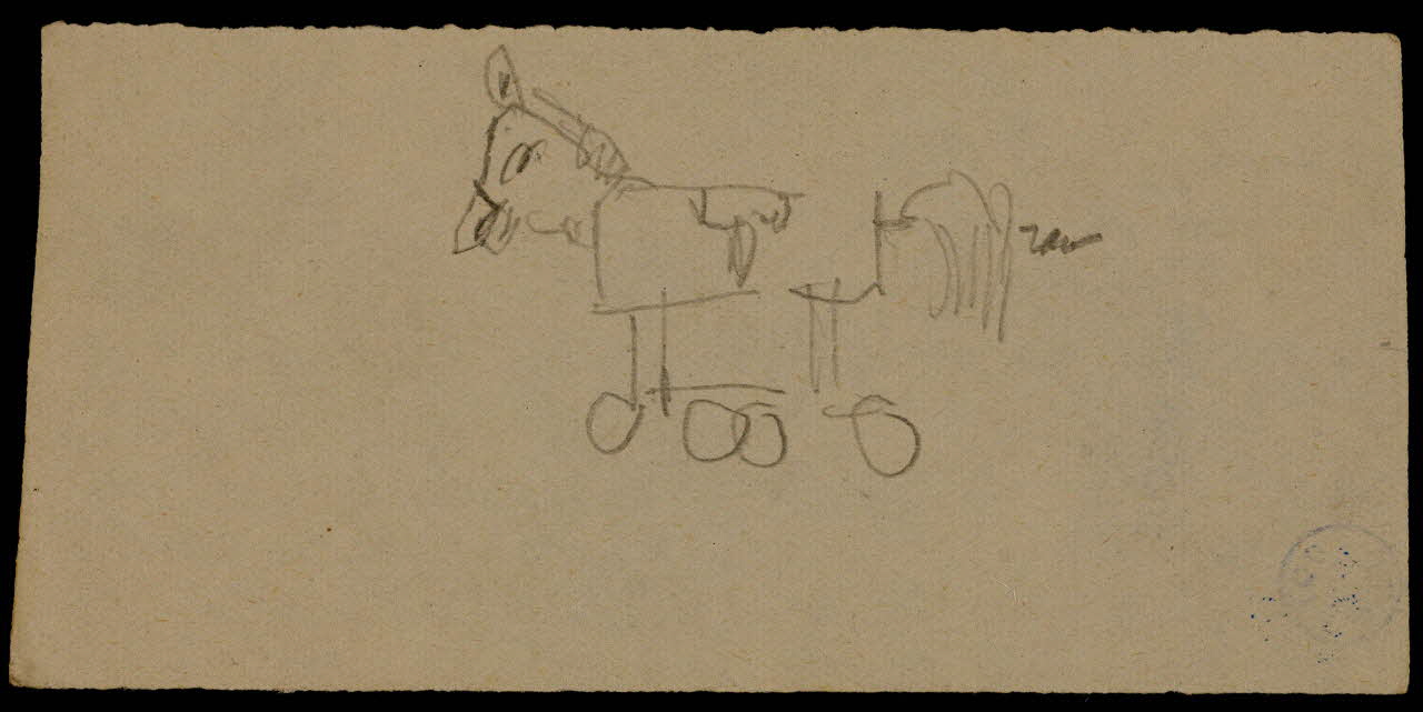 partie d'un ensemble de dessins Cheval à roulettes 1968.102.491.29 Photo Mucem