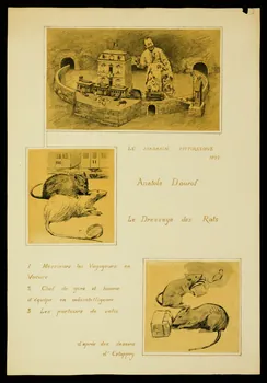 partie d'un ensemble de dessins LE MAGASIN PITTORESQUE  Anatole Dourof  Le Dressage des Rats 1968.102.4913  Photo Mucem