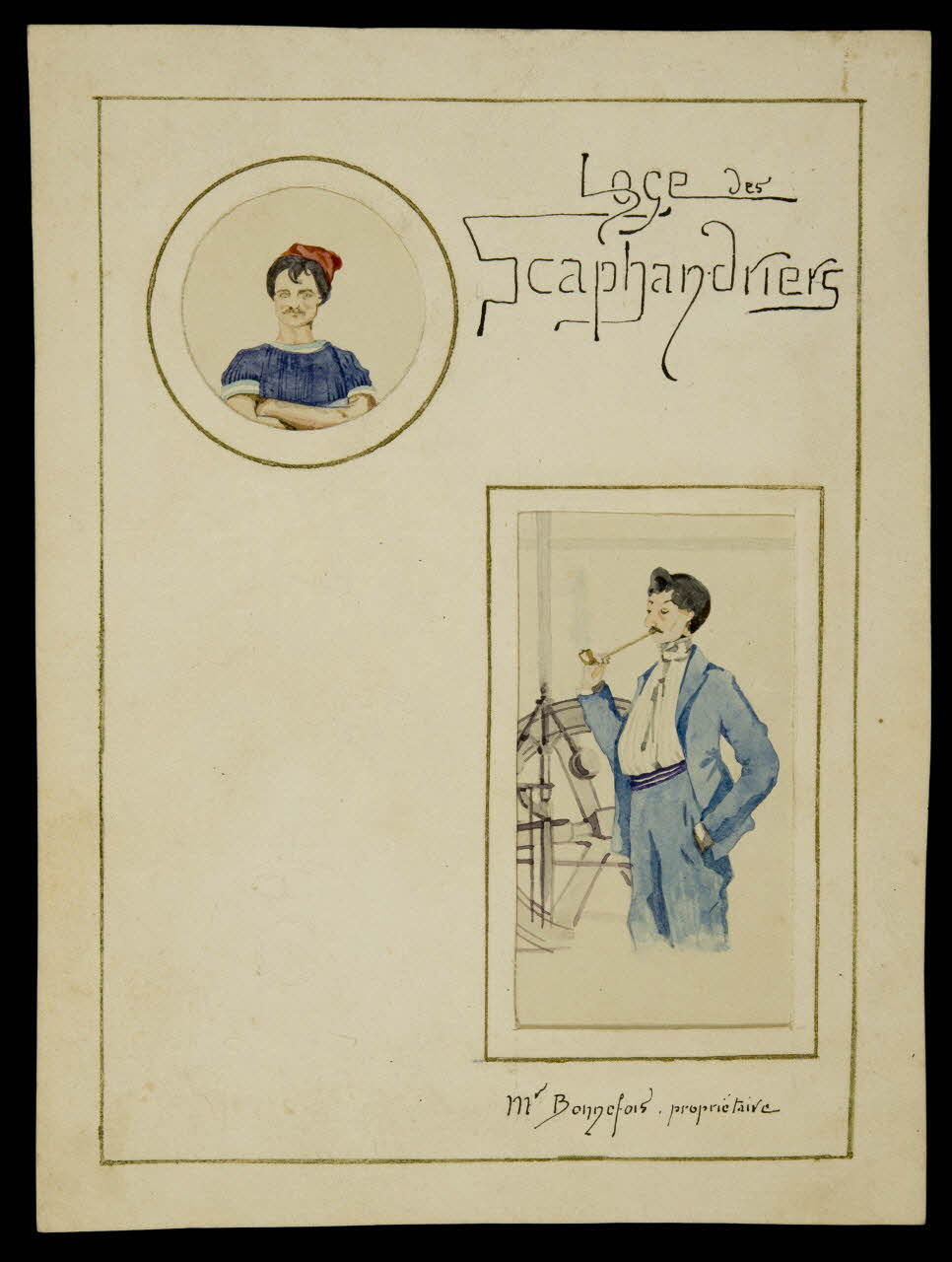 partie d'un ensemble de dessins Loge des  Scaphandriers 1968.102.4917 Photo Mucem