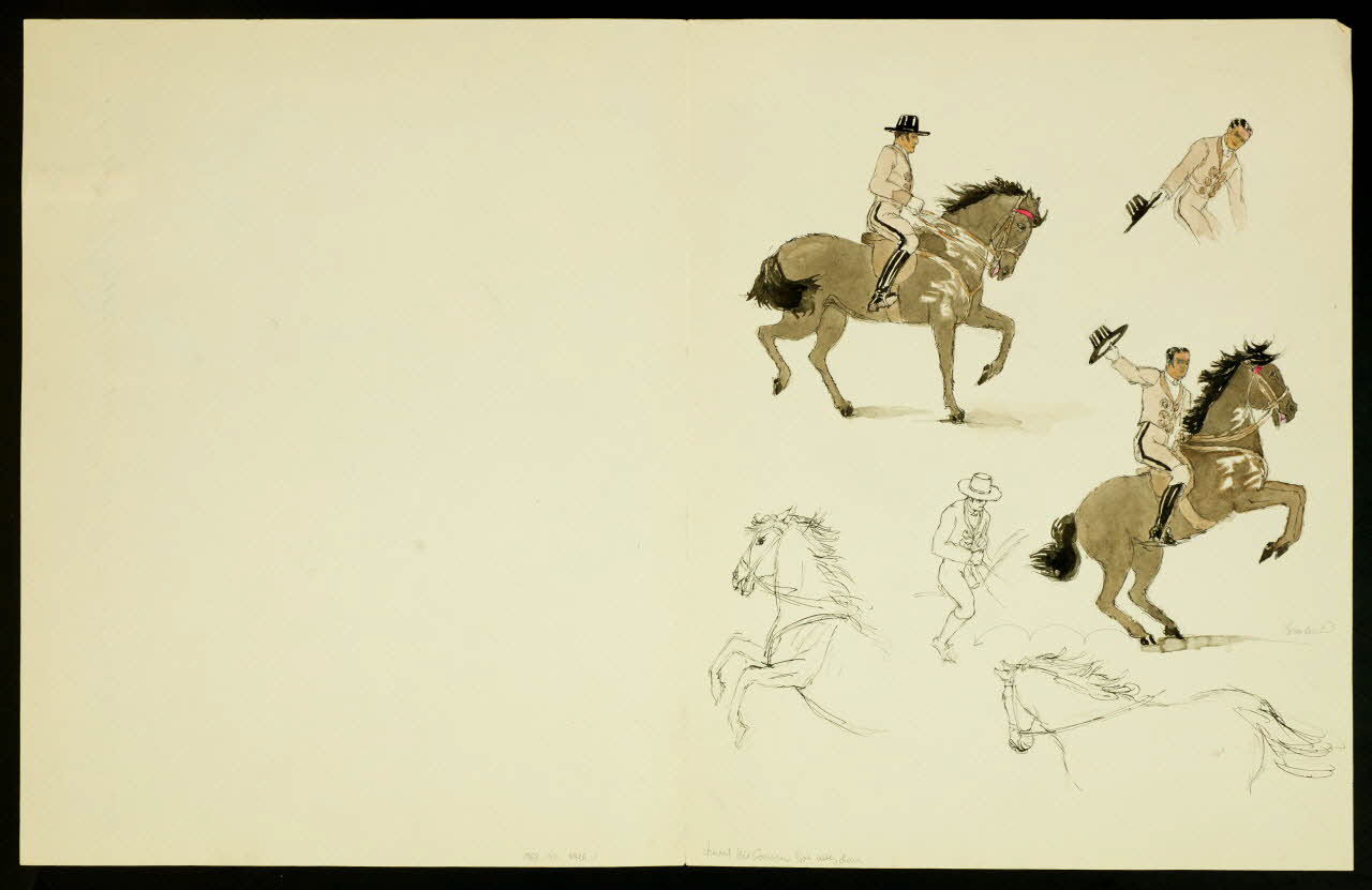 dessin Scènes de domptage de cheval 1968.102.4926.1 Photo Mucem