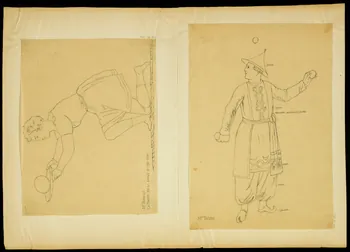 partie d'un ensemble de dessins Mr FANELLI  LA DANSE DE LA BOULE ET DU PLAT. 1968.102.4936 Photo Mucem