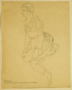 partie d'un ensemble de dessins Mr FANELLI.  LE SAUT DU CERCEAU, IL LE DOUBLE ET LE TRIPLE. 1968.102.4941 Photo Mucem