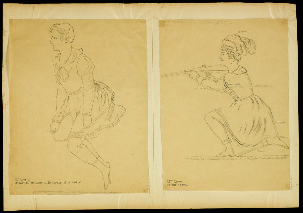 partie d'un ensemble de dessins Mlle CORTI.  LE COUP DE FEU. 1968.102.4942 Photo Mucem