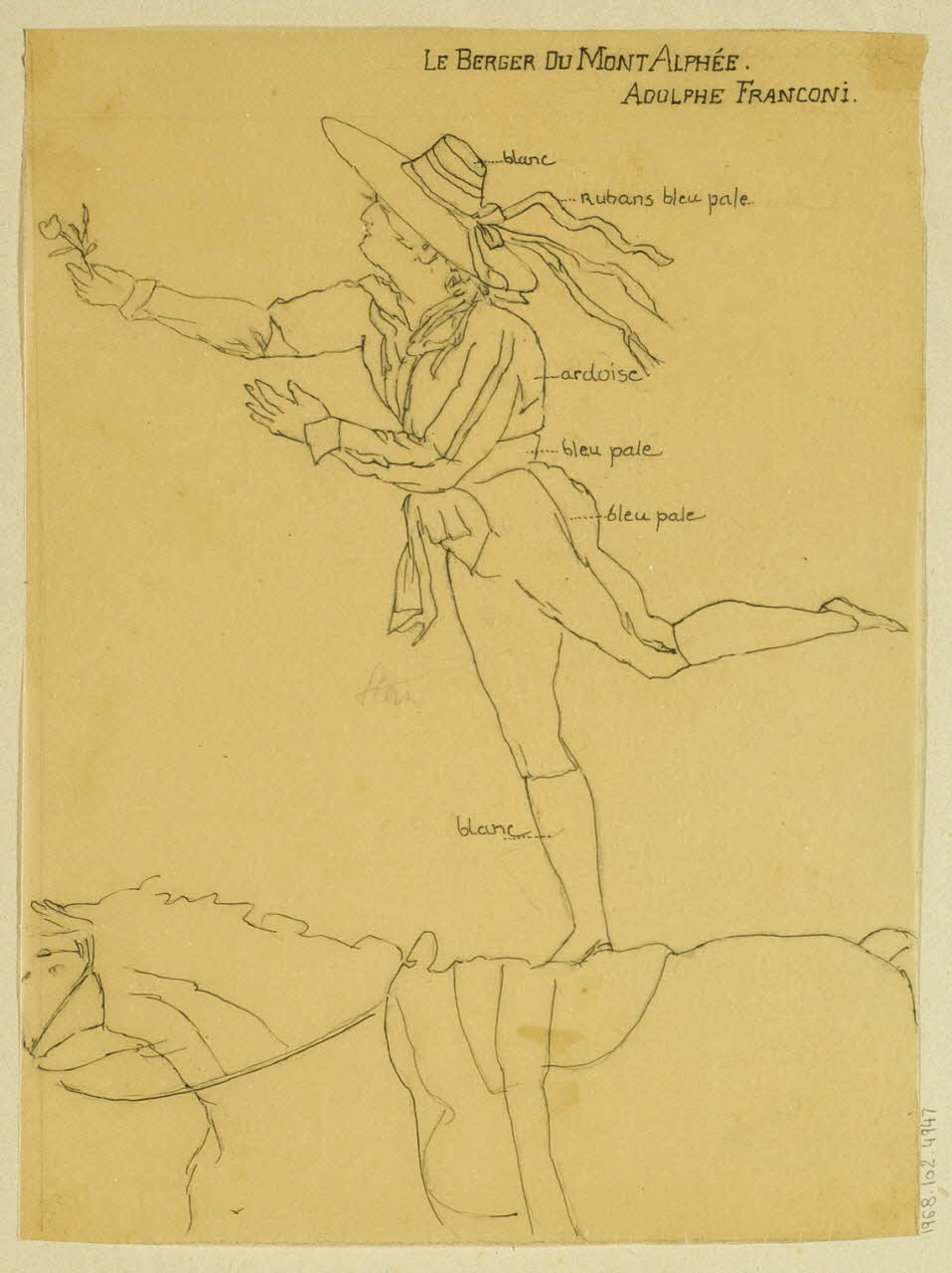 partie d'un ensemble de dessins LE BERGER DU MONT ALPHEE.  ADOLPHE FRANCONI. 1968.102.4947 Photo Mucem