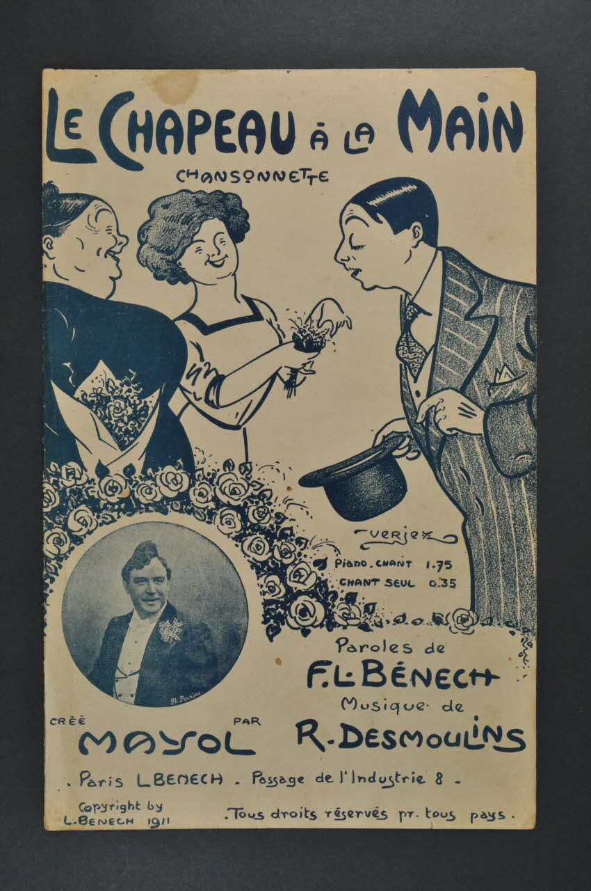 Ferdinand Louis Bénech ; Romain Desmoulins ; Félix Mayol partition de musique petit format Île-de-France, France 1911 1965.160.13 Photo Mucem