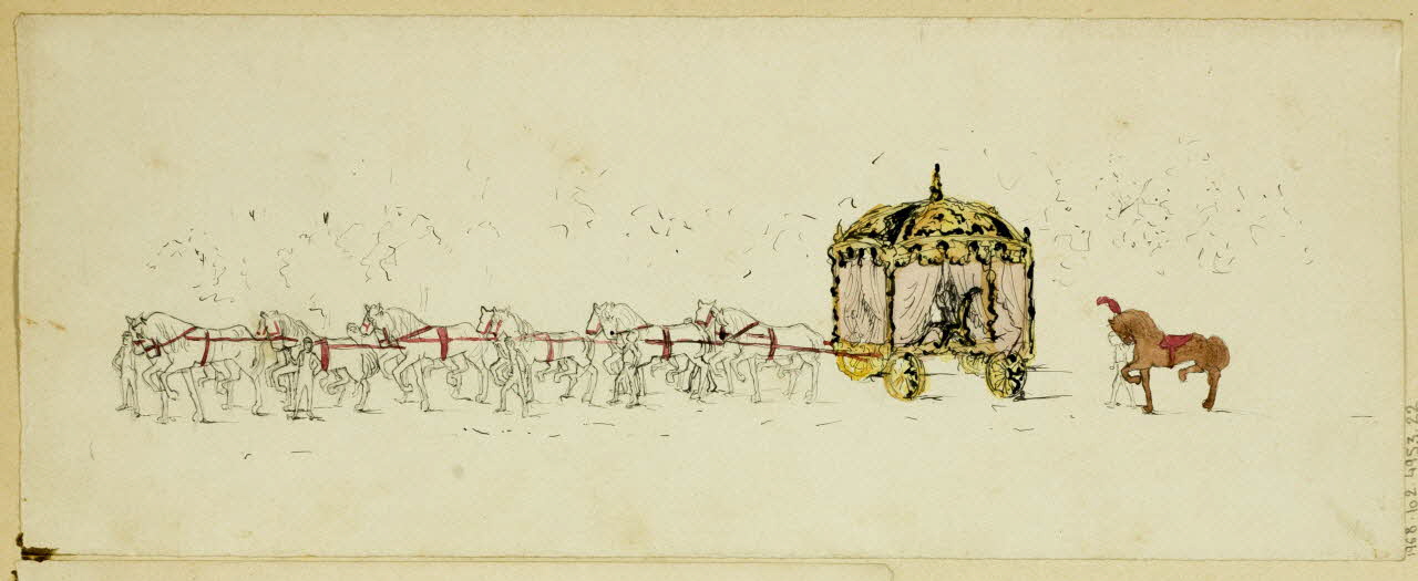 partie d'un ensemble de dessins Chevaux et carrosse 1968.102.4953.22 Photo Mucem