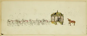 partie d'un ensemble de dessins Chevaux et carrosse 1968.102.4953.22  Photo Mucem
