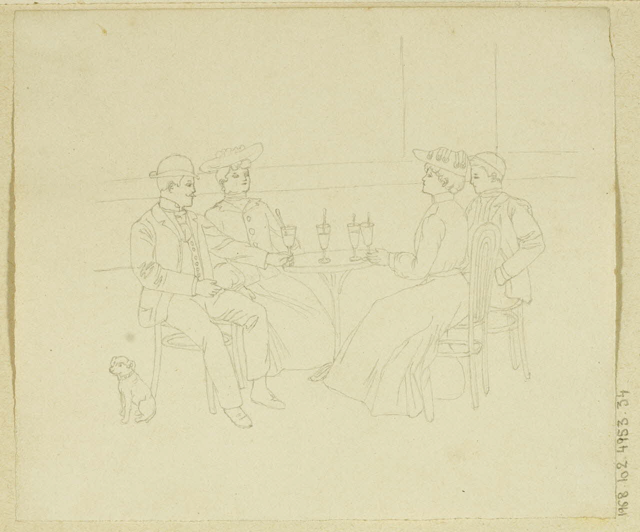 partie d'un ensemble de dessins Hommes et femmes autour d'une table 1968.102.4953.34 Photo Mucem