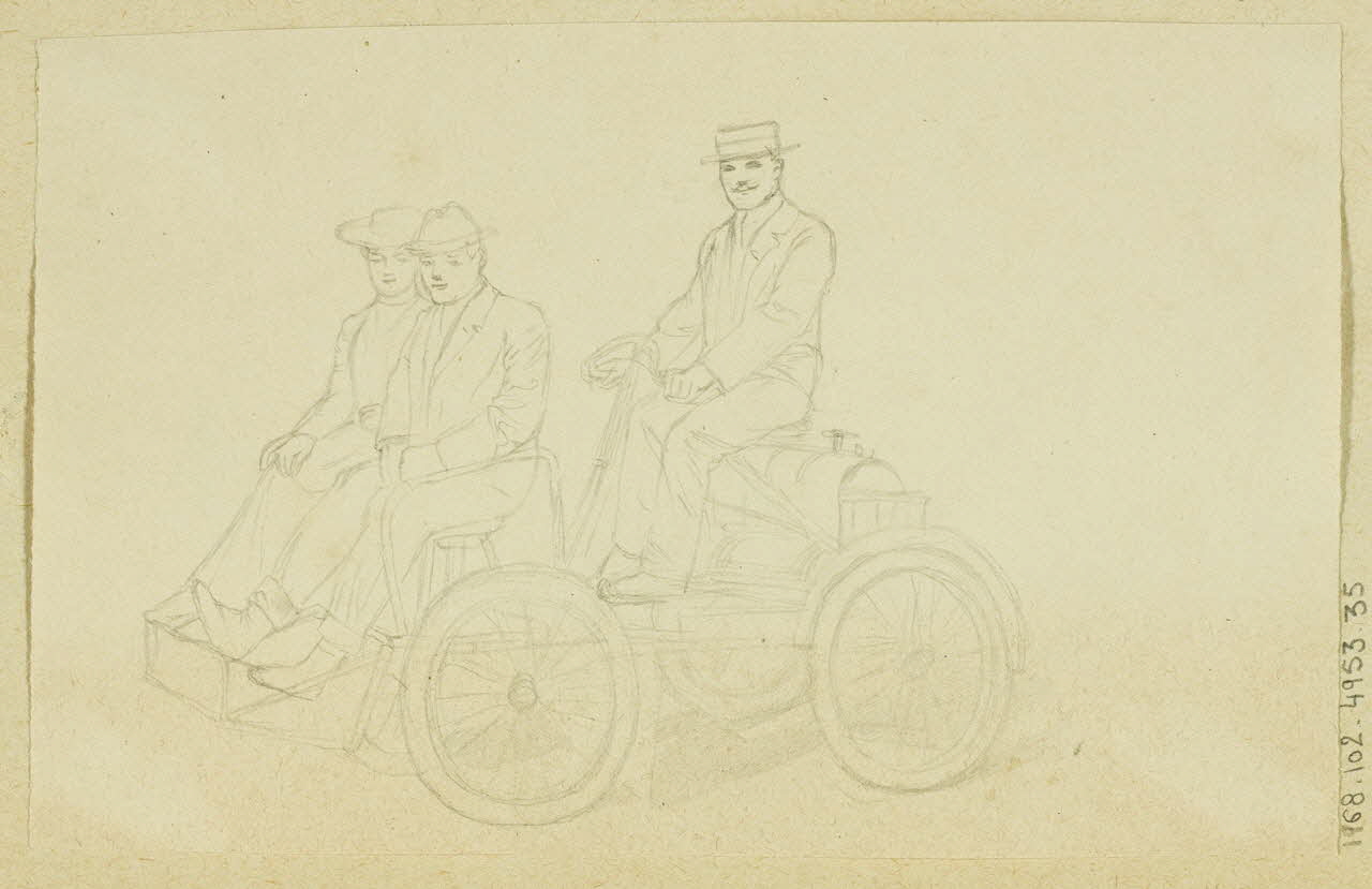partie d'un ensemble de dessins Homme et femme en automobile 1968.102.4953.35 Photo Mucem