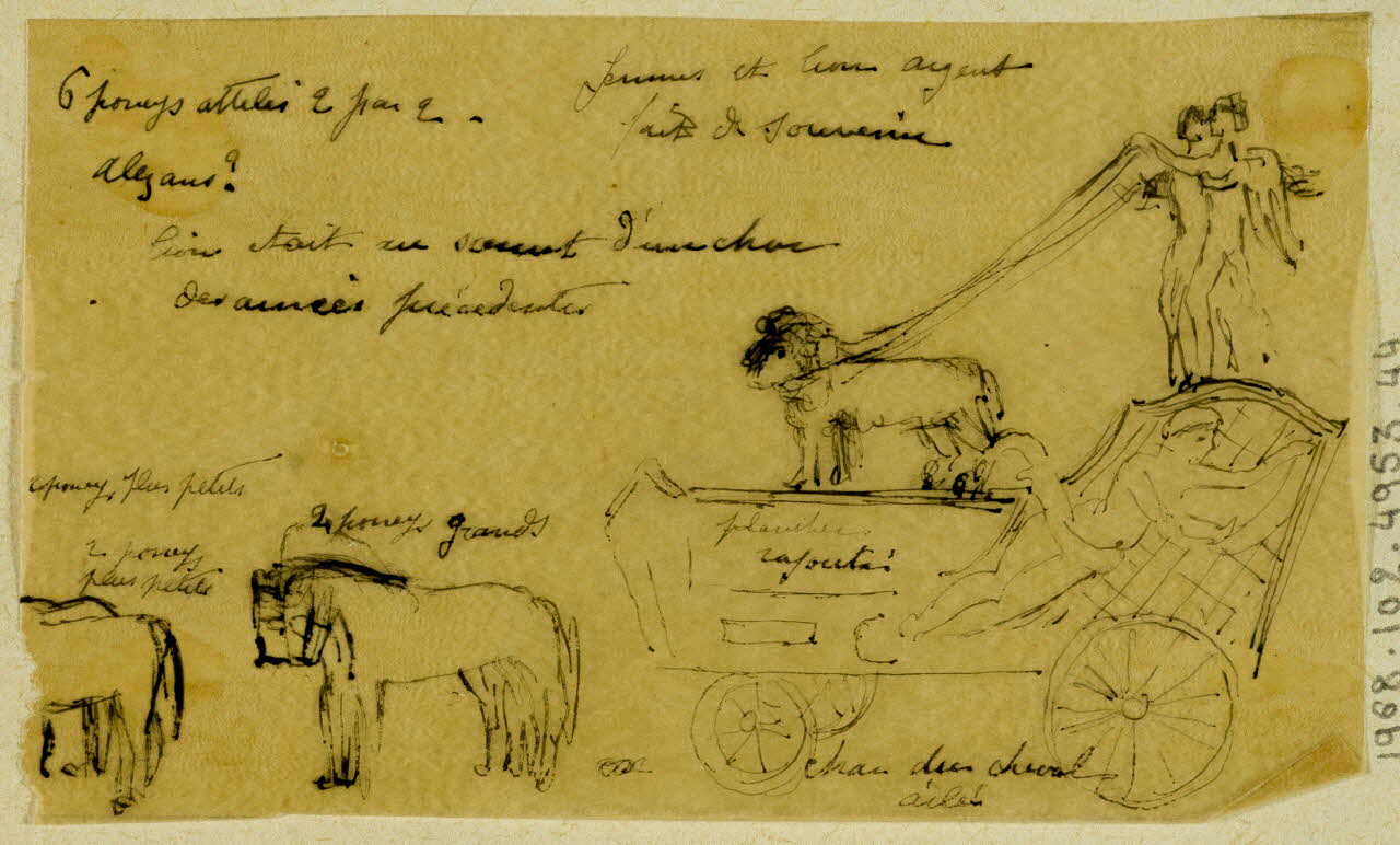 partie d'un ensemble de dessins Char décoré et chevaux 1968.102.4953.44 Photo Mucem