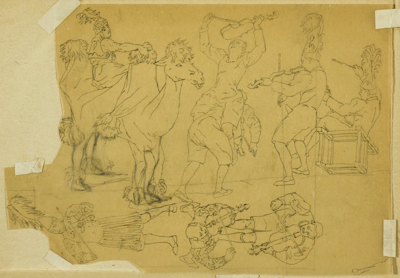 partie d'un ensemble de dessins Musiciens acrobates 1968.102.4955.1 Photo Mucem