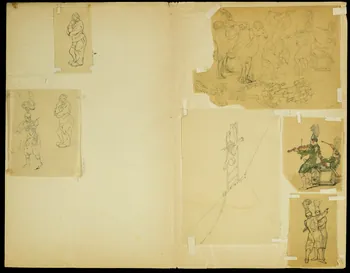 partie d'un ensemble de dessins Musiciens acrobates 1968.102.4955.1 Photo Mucem