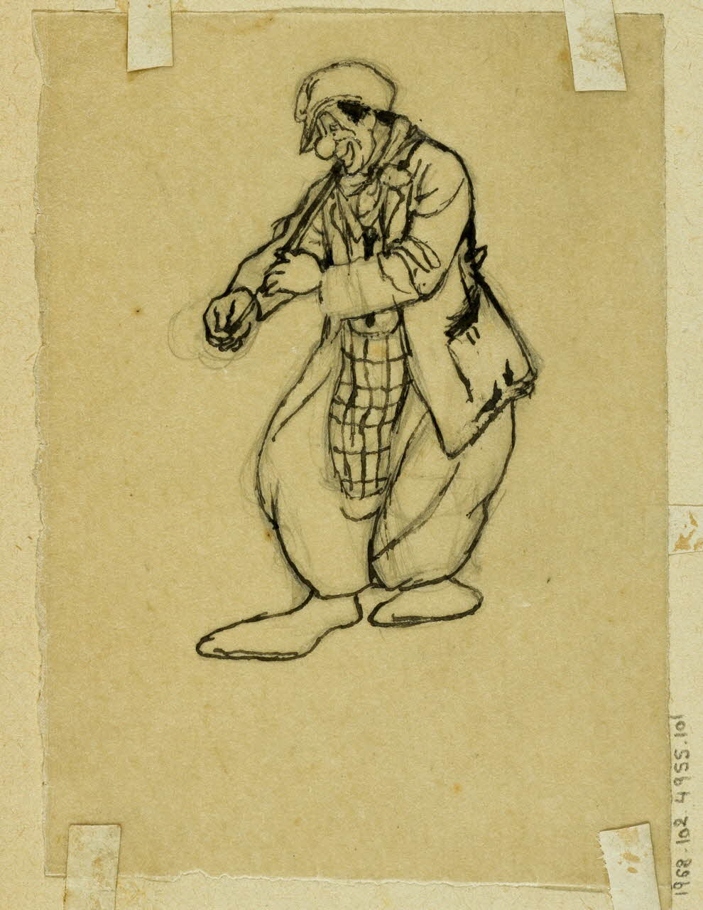 partie d'un ensemble de dessins Clown musicien 1968.102.4955.101 Photo Mucem