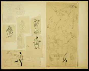 partie d'un ensemble de dessins Clown musicien 1968.102.4955.101  Photo Mucem