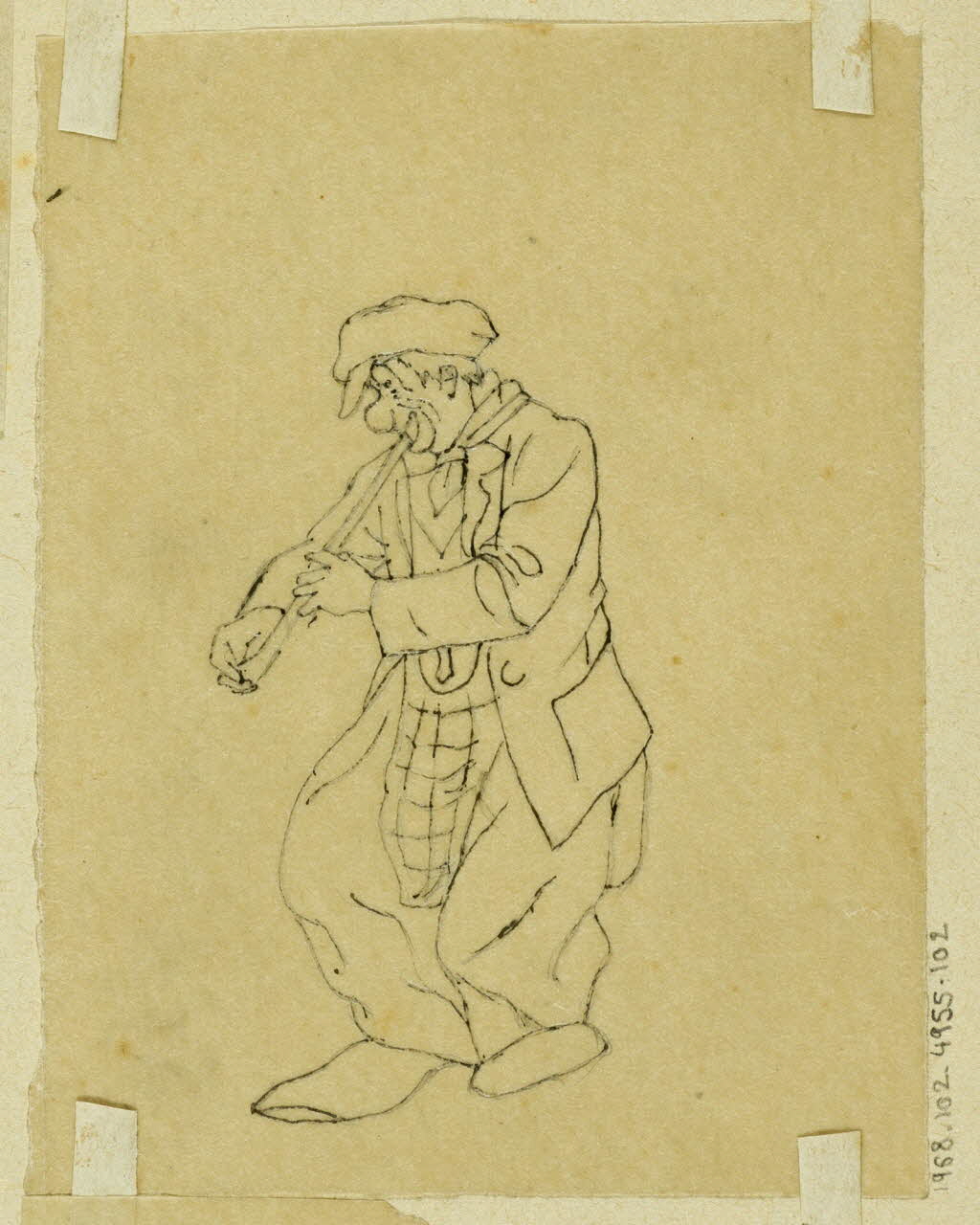 partie d'un ensemble de dessins Clown musicien 1968.102.4955.102 Photo Mucem