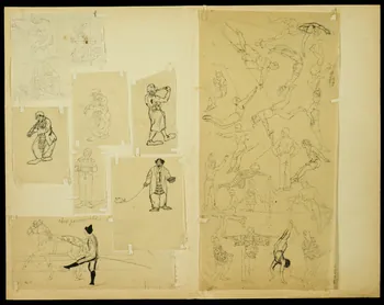 partie d'un ensemble de dessins Clown musicien 1968.102.4955.102  Photo Mucem